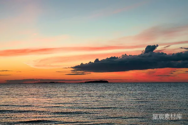 高清摄影 日落时分的宁静海景