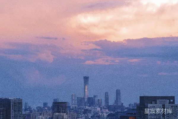 高清摄影 暮色中的城市剪影