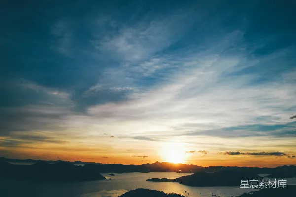 高清摄影 日落时分的宁静海岸线