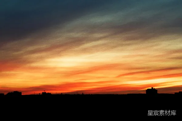 高清摄影 夕阳下的城市剪影