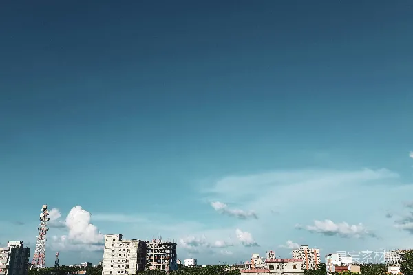 高清摄影 城市天际线与蓝天