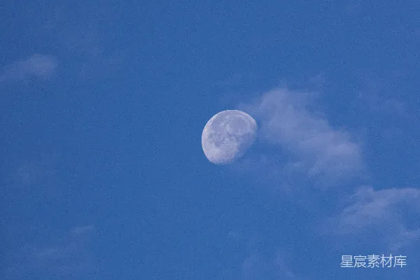 高清摄影 晴空中的半圆明月