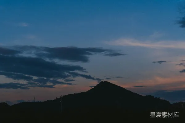 高清摄影 暮色中的山影