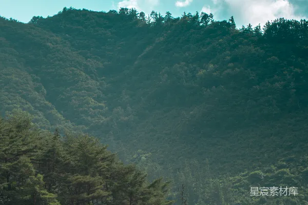高清摄影 青山绿树与蓝天白云
