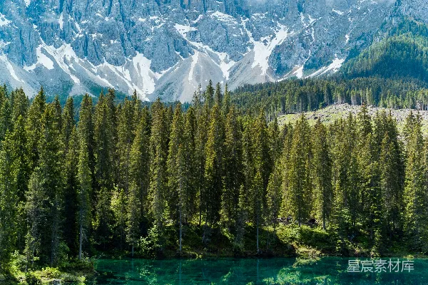 高清摄影 阿尔卑斯山的翠绿湖景