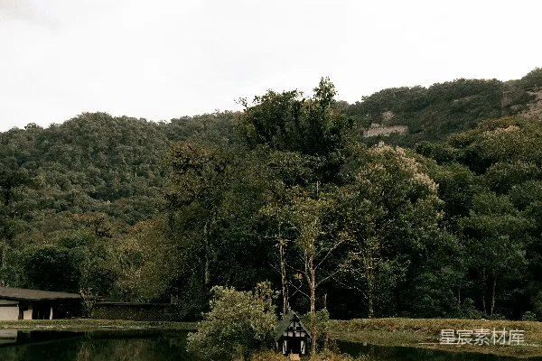 高清摄影 静谧湖畔的小屋