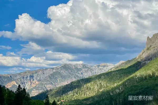 高清摄影 青山蓝天下的宁静山景