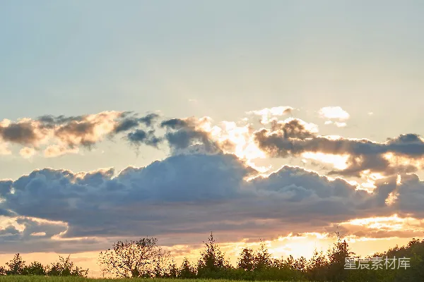高清摄影 夕阳下的麦田