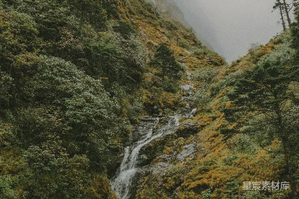 高清摄影 山间瀑布