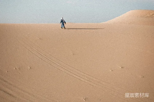 高清摄影 沙漠中的孤独旅者