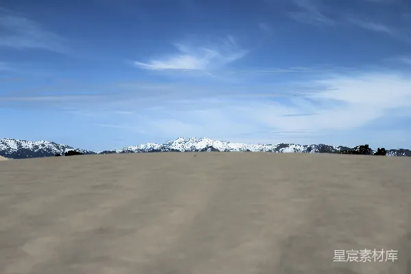 高清摄影 雪山下的广阔沙漠