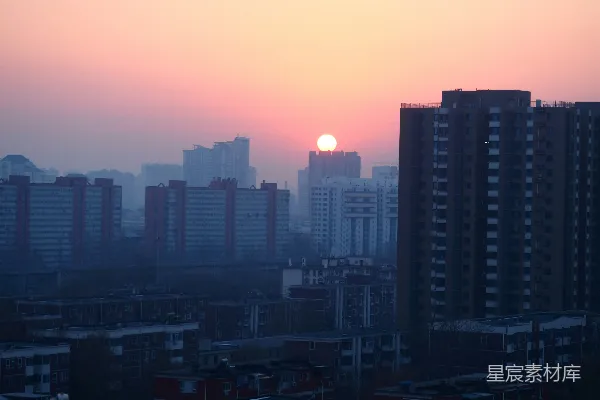 高清摄影 城市的落日余晖