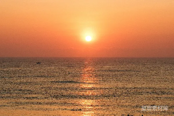 高清摄影 黄昏海景：夕阳下的宁静与美好