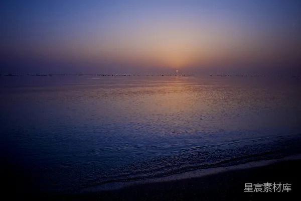 高清摄影 夕阳下的宁静海滩