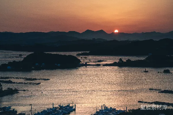 高清摄影 夕阳下的渔港