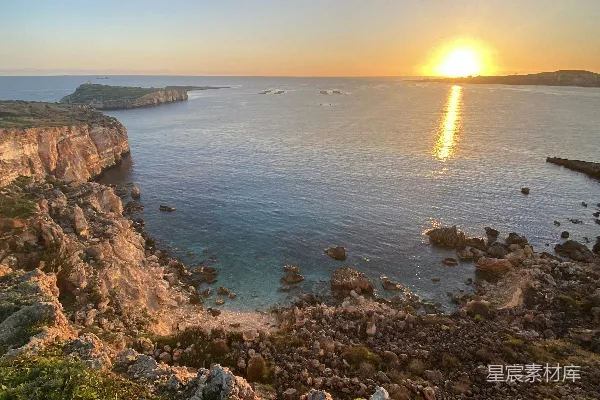 高清摄影 夕阳下的海岸线
