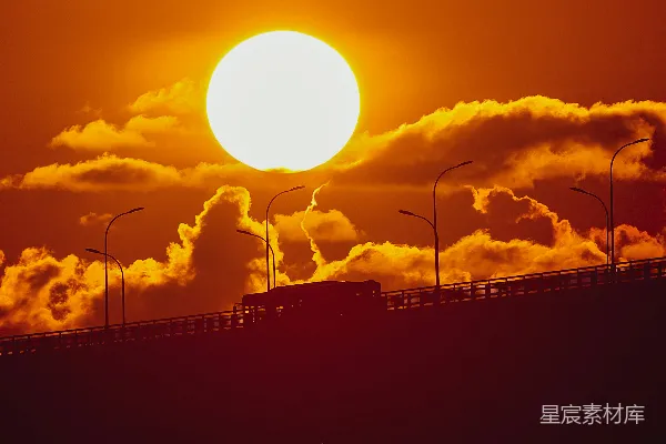 高清摄影 桥上夕阳