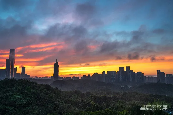 高清摄影 都市日出之景