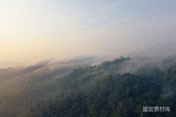 高清摄影 晨雾笼罩的山林