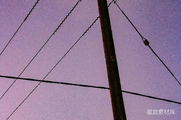 高清摄影 夕阳下的电线杆