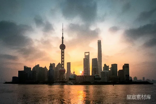 高清摄影 上海天际线日落