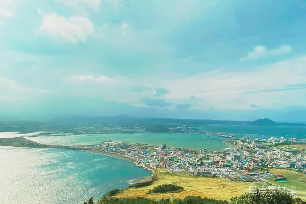 高清摄影 海岸线上的城市全景