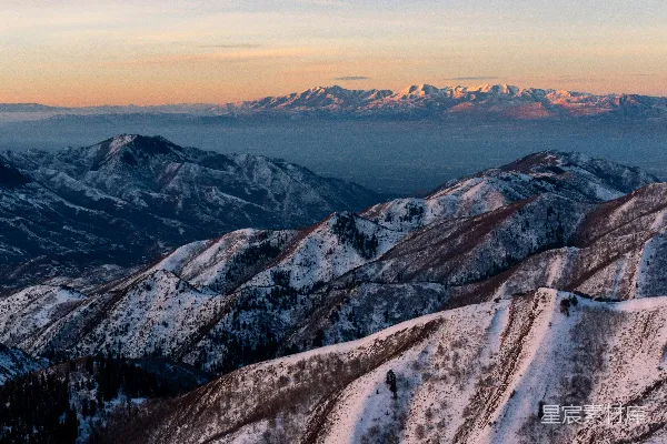 高清摄影 冬日雪山日落