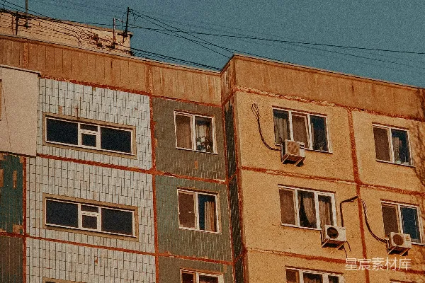 高清摄影 老旧居民楼的夕阳