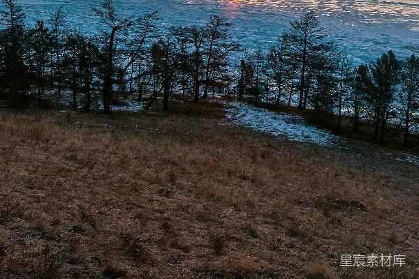 高清摄影 冬日湖畔的夕阳