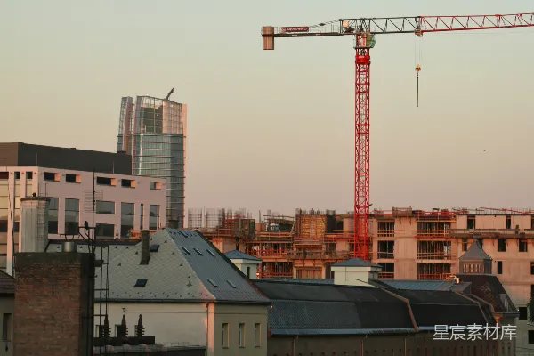 高清摄影 城市建筑工地的日落景象