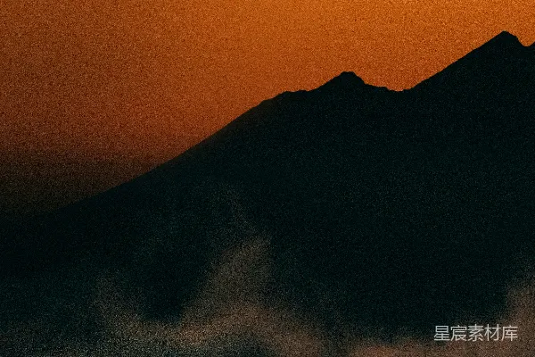 高清摄影 夕阳下的山峰剪影