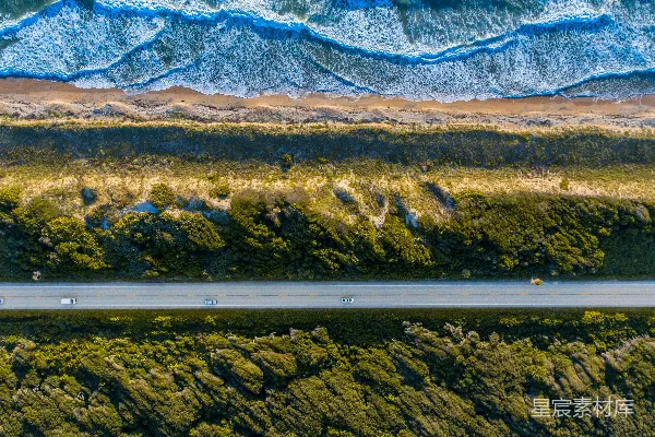 高清摄影 海岸公路俯瞰图