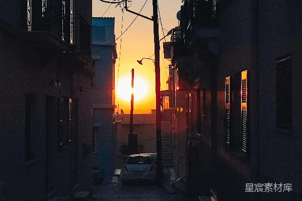 高清摄影 巷子里的夕阳