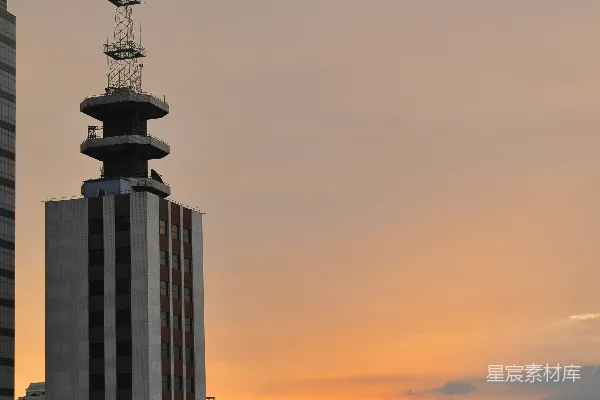 高清摄影 夕阳下的城市天际线
