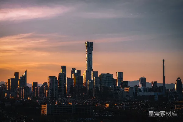 高清摄影 夕阳下的现代都市