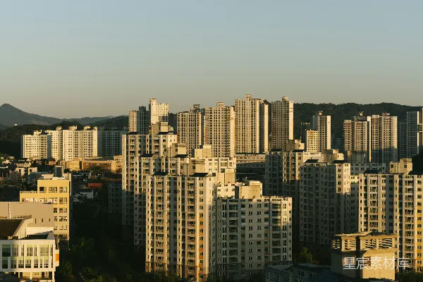 高清摄影 夕阳下的城市天际线