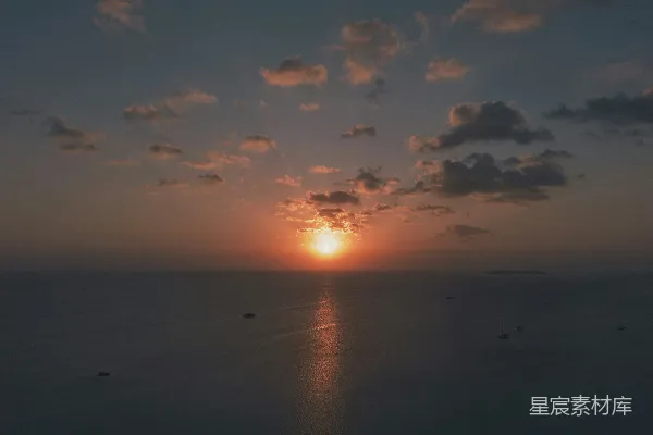 高清摄影 日落海平线