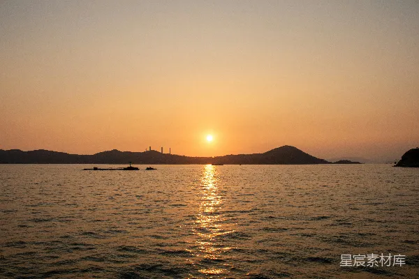高清摄影 夕阳下的宁静海景