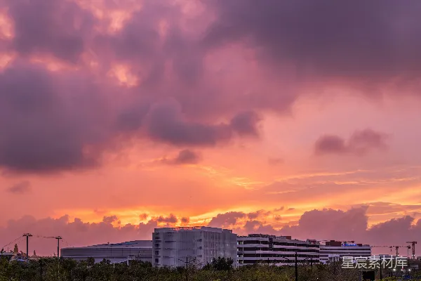 高清摄影 夕阳下的城市剪影