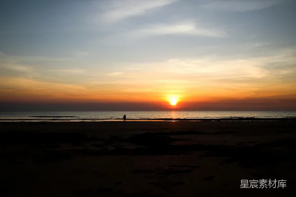 高清摄影 海边日落的剪影