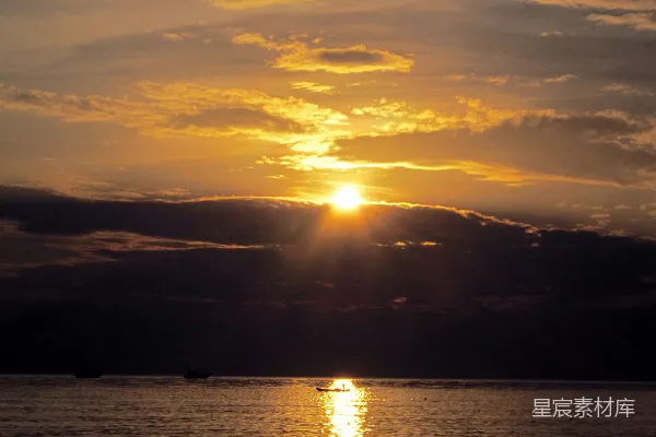 高清摄影 夕阳下的宁静海景
