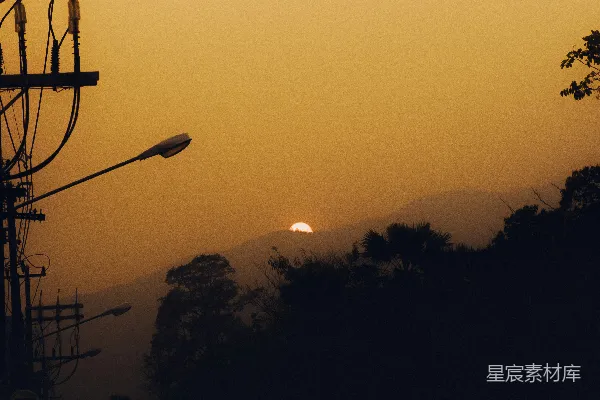 高清摄影 夕阳下的城市边缘