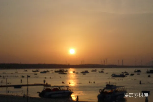 高清摄影 夕阳下的渔港