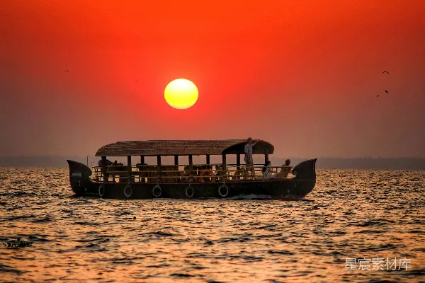 高清摄影 夕阳下的水上之旅