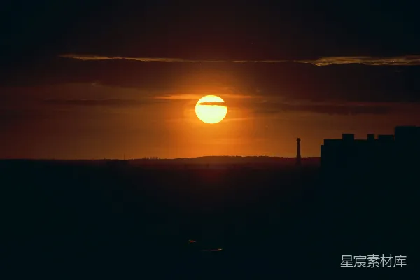 高清摄影 夕阳下的城市剪影