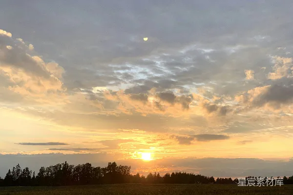 高清摄影 夕阳下的宁静田野