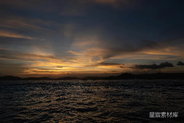高清摄影 夕阳下的宁静海景