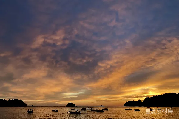 高清摄影 日落时分的宁静海景
