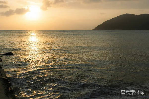 高清摄影 夕阳下的海滩