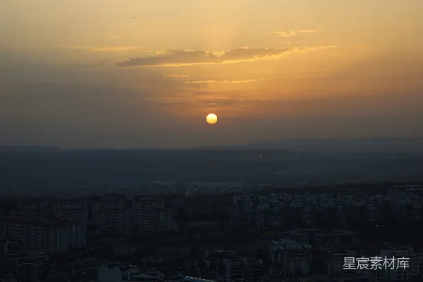 高清摄影 夕阳下的城市轮廓